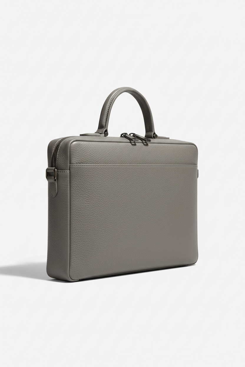 Le Slim Briefcase Gray – Front Angle