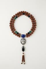 Zen Mala Necklace luxury men's natural rudraksha spiritual mala necklace centered on white background
