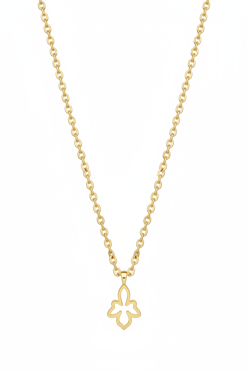 Le Lumière luxury feminine gold pendant necklace centered on white background