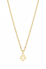 Le Lumière luxury feminine gold pendant necklace centered on white background