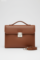 Le Slim Briefcase Brown – Front Shot