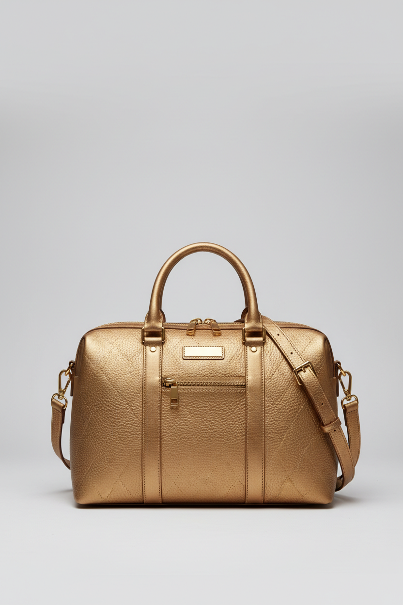 Executive Carry Weekender in Gold Premium Signature Leather – front portrait