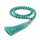 Luxury turquoise mala necklace side angle view