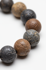 Close-up of natural textured stone beads on Stone Bead Bracelet