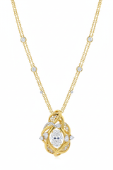 Le Élise luxury elegant gold necklace centered on white background
