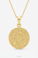 Macro close-up of Le Stella gold star engraving and pendant craftsmanship