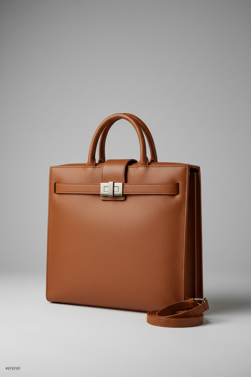 Le Slim Briefcase Brown – Front Angle