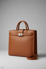 Le Slim Briefcase Brown – Front Angle