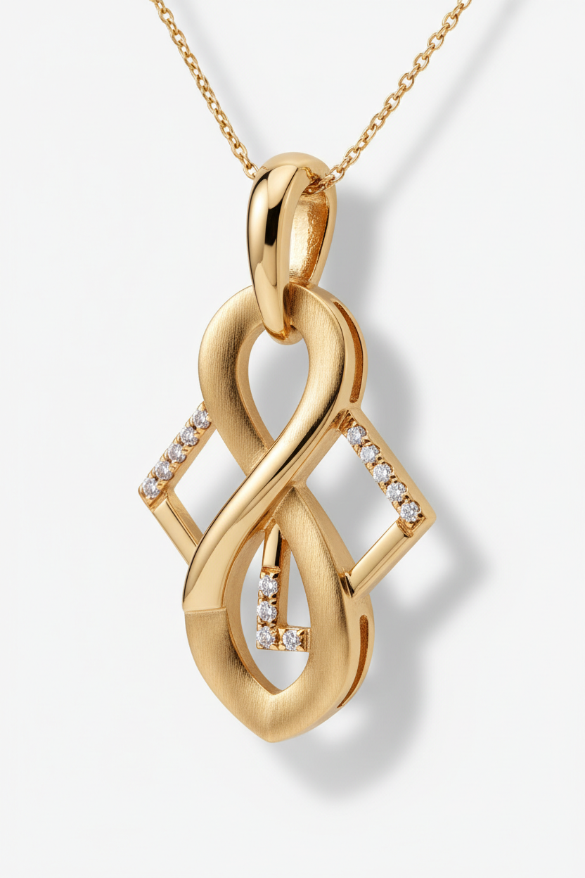 Close-up of Le Élise refined elegant gold pendant