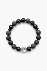 Aura Bead Bracelet luxury men's natural dark gemstone bead bracelet centered on white background