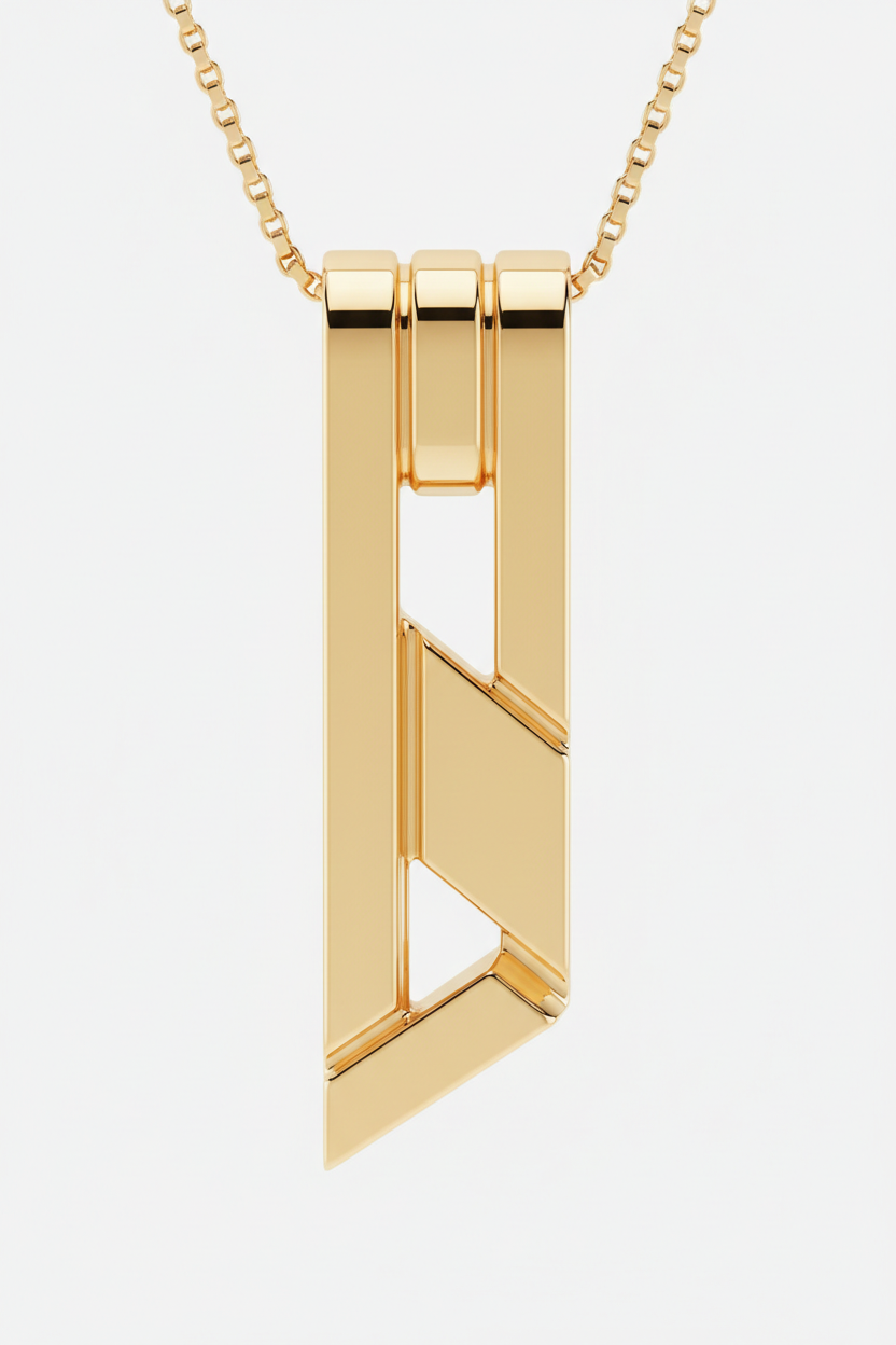 Close-up of Le Nova sleek modern gold pendant