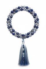Le Luna Mala luxury spiritual gemstone mala necklace centered on white background