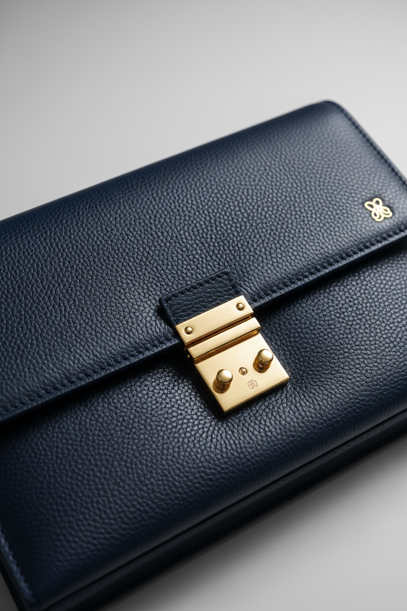 Le Slim Briefcase Navy – Leather & Hardware