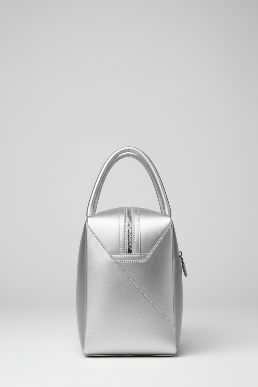 Executive Carry Weekender in Silver Structured Matte Leather – front portrait