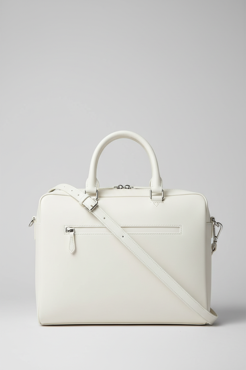 Executive Carry Weekender in White Refined Smooth Leather – front portrait