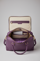 Urban Voyage Weekender in Purple Luxe Pebbled Leather — open compartment