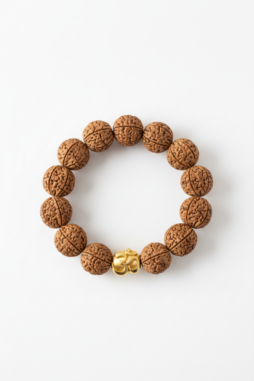 Rudra Stone Bracelet luxury men's natural rudraksha spiritual bracelet centered on white background