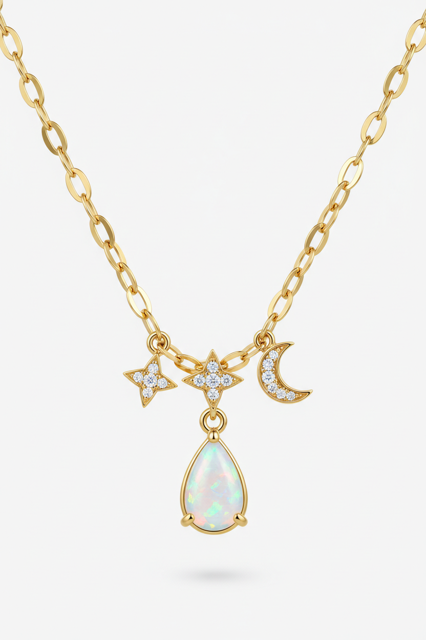 Premium fine gold chain detail of Le Mirage necklace