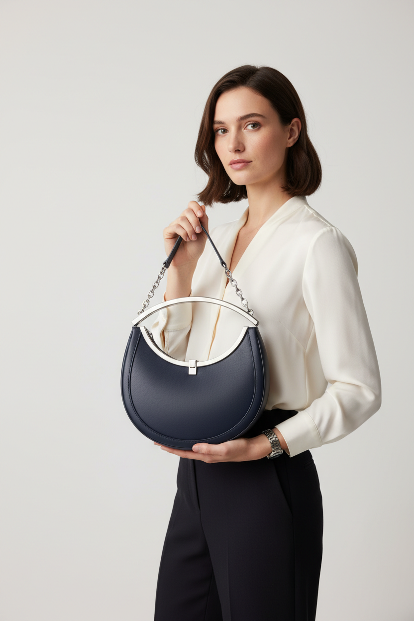 Le Gina Studio Navy + Silver – Model Shot