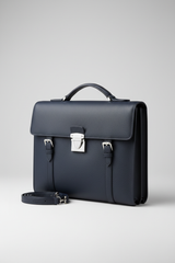 Le Slim Briefcase Navy – Front Angle