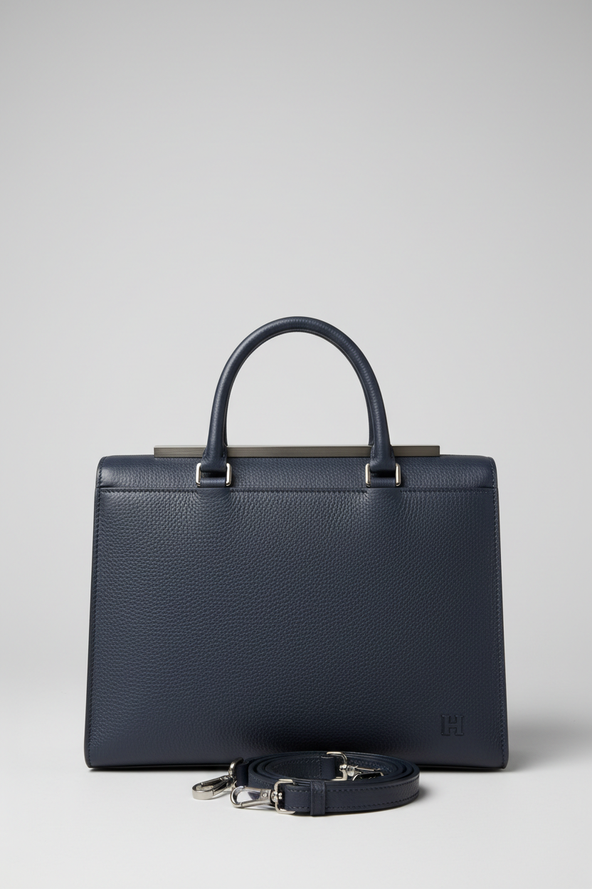 Le Slim Briefcase Navy – Front Shot