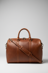 Le Compact Weekender in Brown, front portrait view