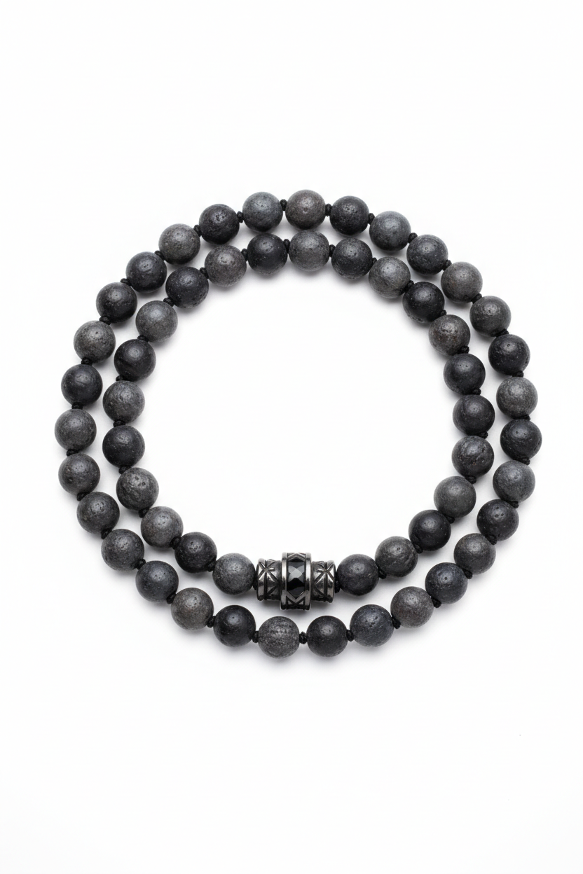 Stone Mala Necklace luxury masculine natural gemstone bead mala necklace centered on white background
