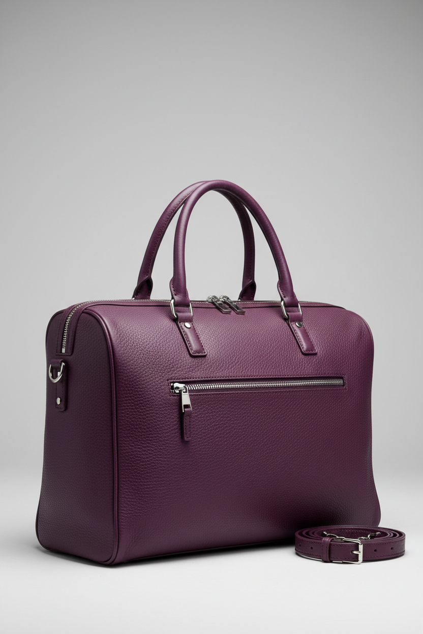 Urban Voyage Weekender in Purple Luxe Pebbled Leather — front view