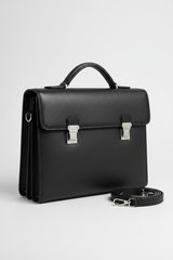 Le Slim Briefcase Black – Front Angle