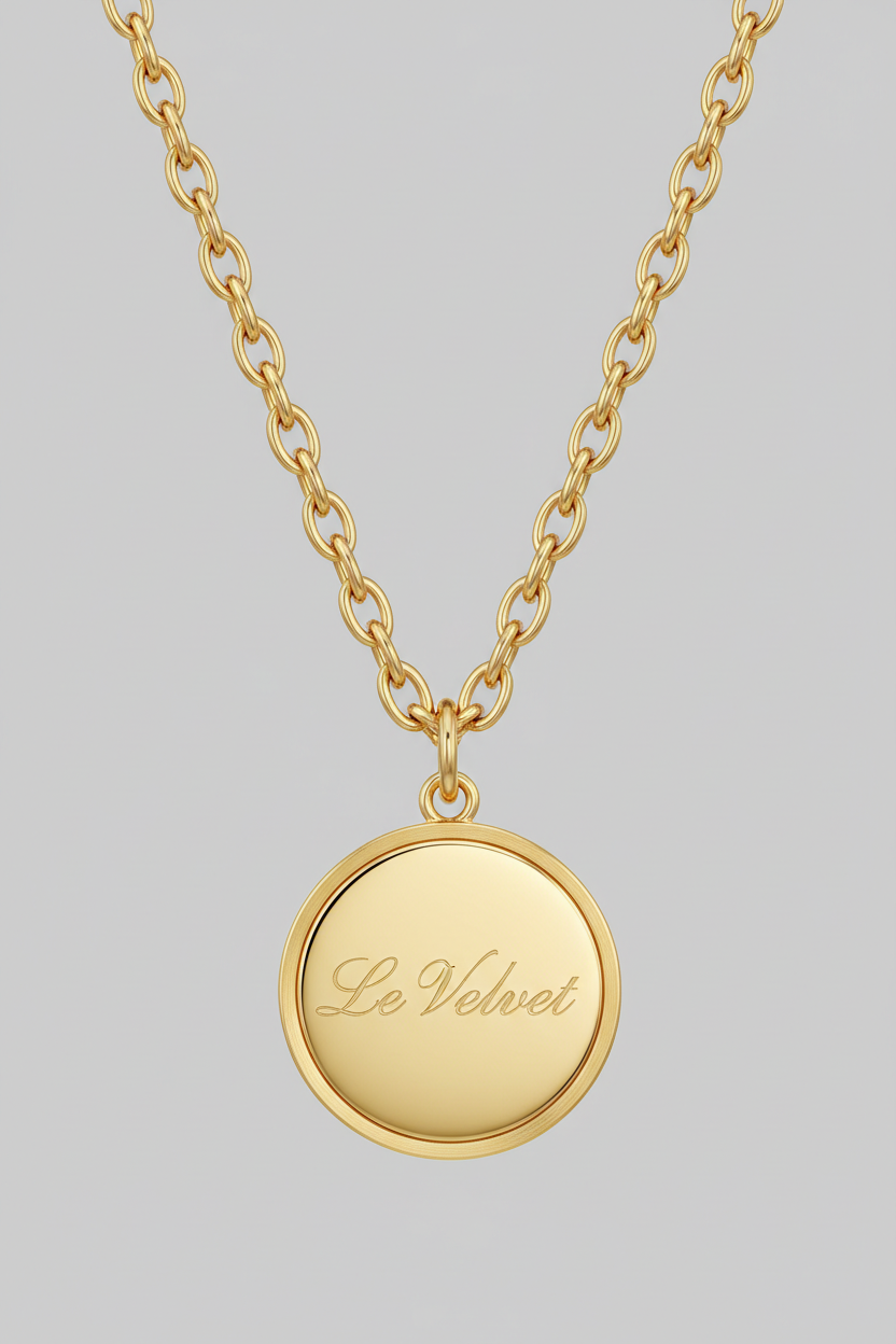 Premium gold chain detail of Le Velvet necklace