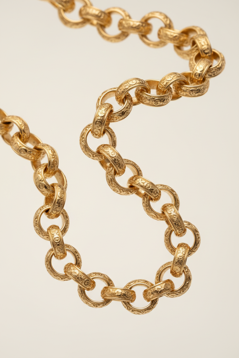 Fine luxury gold chain detail of Le Élise necklace