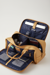 Executive Carry Weekender in Gold Premium Signature Leather – open interior compartment