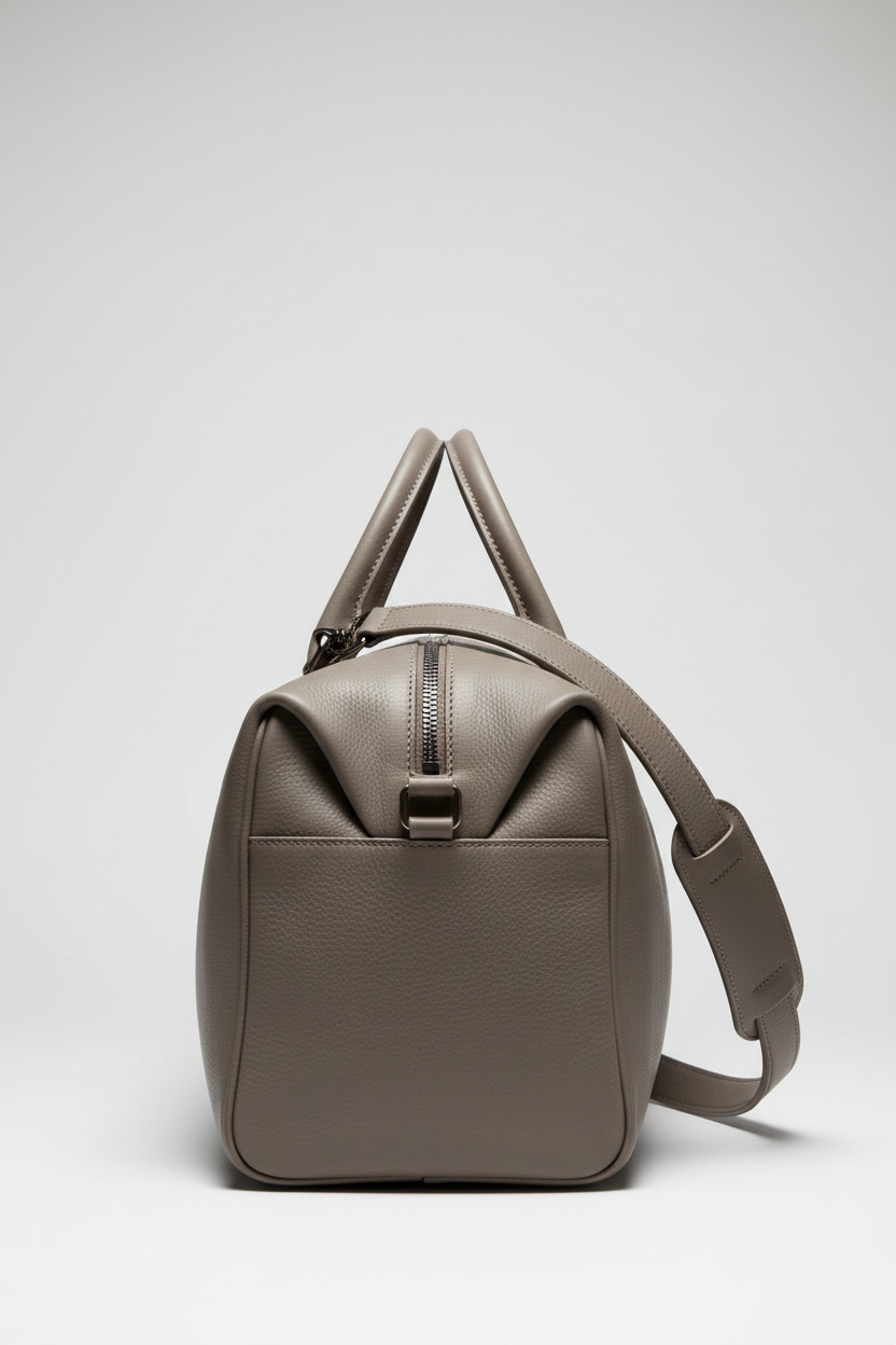 Metropolitan Travel Weekender in Gray, portrait side-angle shot with strap