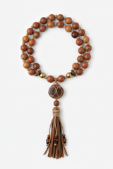 Earth Mala Necklace luxury masculine natural earthy gemstone mala necklace centered on white background