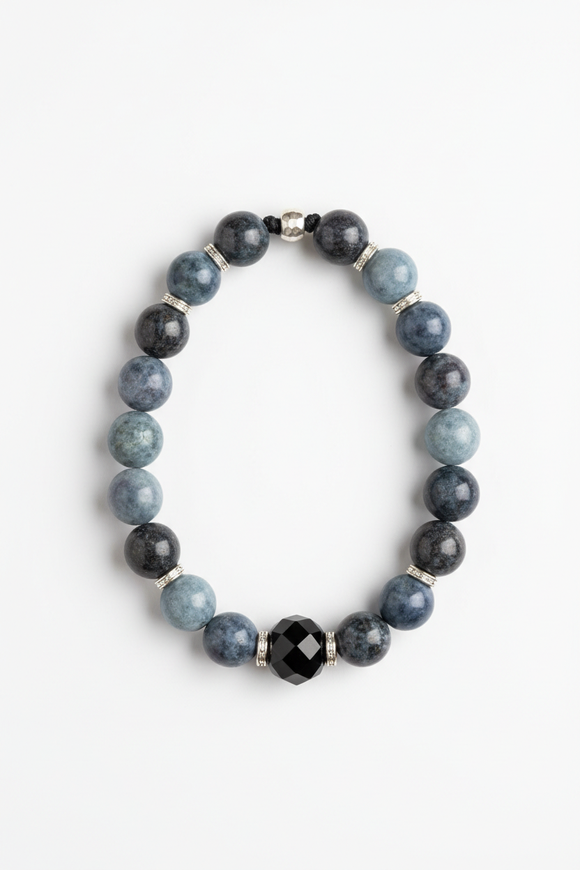 Zen Stone Bracelet luxury masculine natural gemstone bead bracelet centered on white background