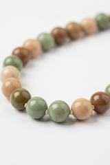 Premium hand-knotted sage green gemstone beads of Le Zen Mala necklace